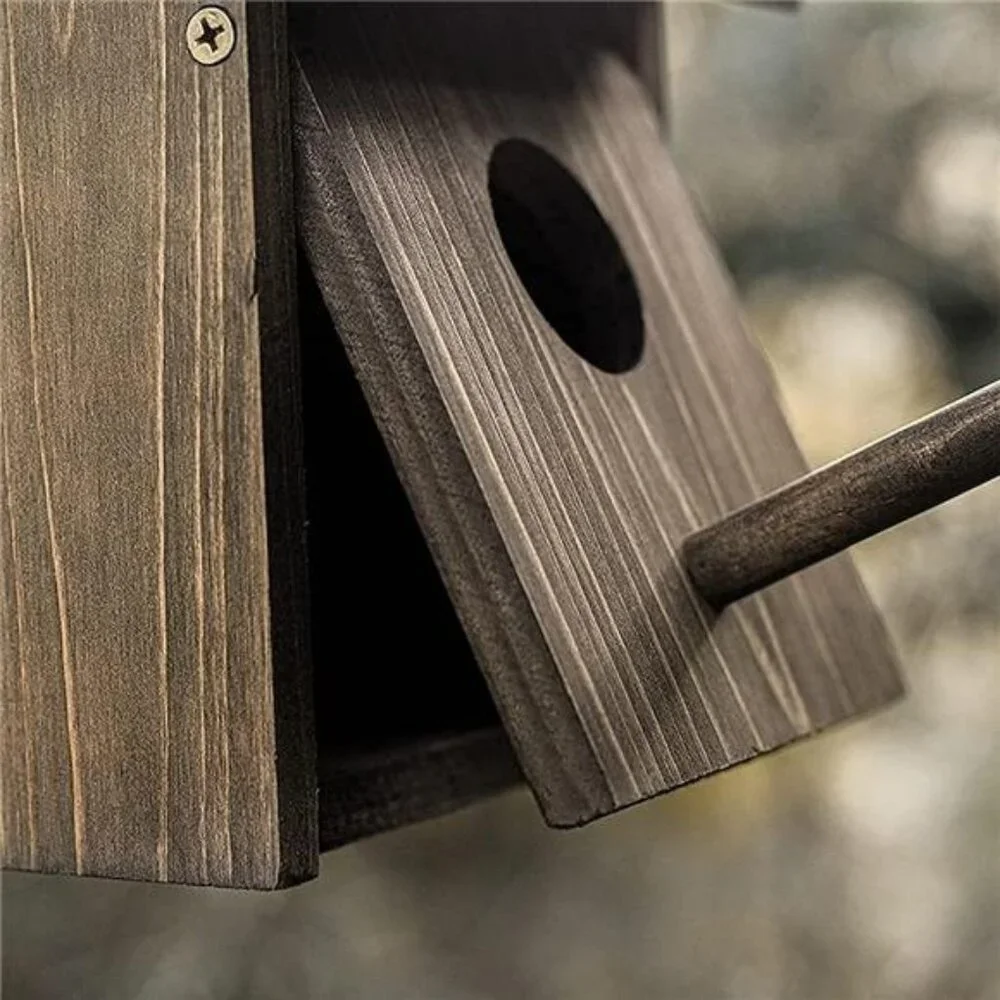 Wooden Bird House Wood Bird House for Outside with Pole for Finch, Bluebird